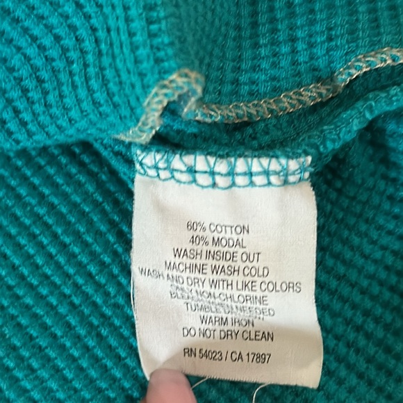 Old Navy Teal henley waffle style Hoodie - Picture 9 of 11